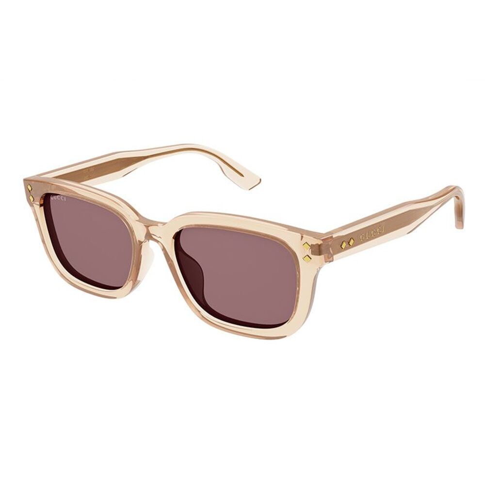 Gucci Sunglasses Square Full Rim, Shiny Transparent Light Orange Frame and